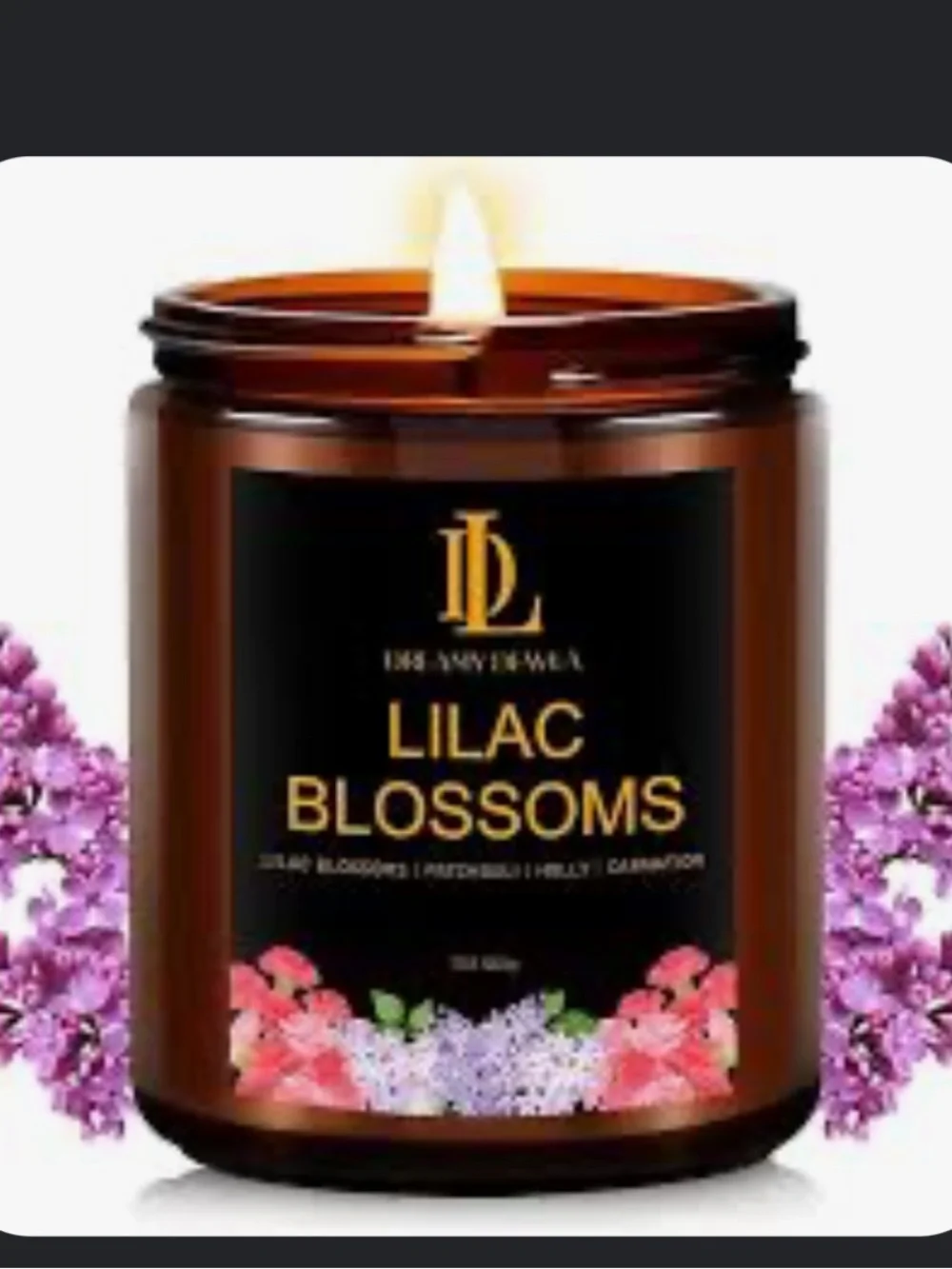 Lilac Blossoms Scented Candle - Amber Jar (Brown) NEW
